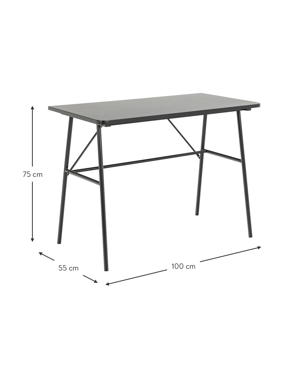 Schreibtisch Pascal in Schwarz, Tischplatte: Mitteldichte Holzfaserpla, Gestell: Metall, pulverbeschichtet, Schwarz, B 100 x H 75 cm