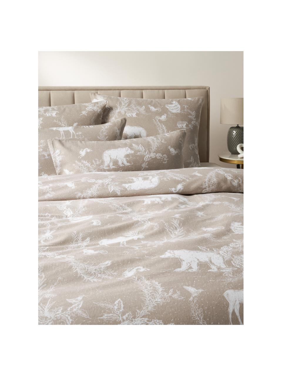 Funda de almohada de franela Animal Toile, Beige estampado, An 45 x L 110 cm