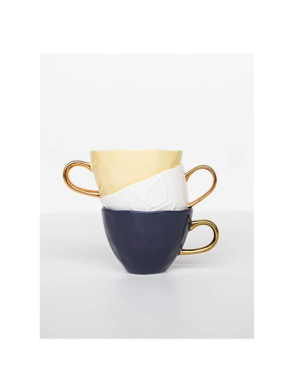 Tasse Good Morning, Steingut, Gelb, Goldfarben, Ø 11 x H 8 cm, 350 ml