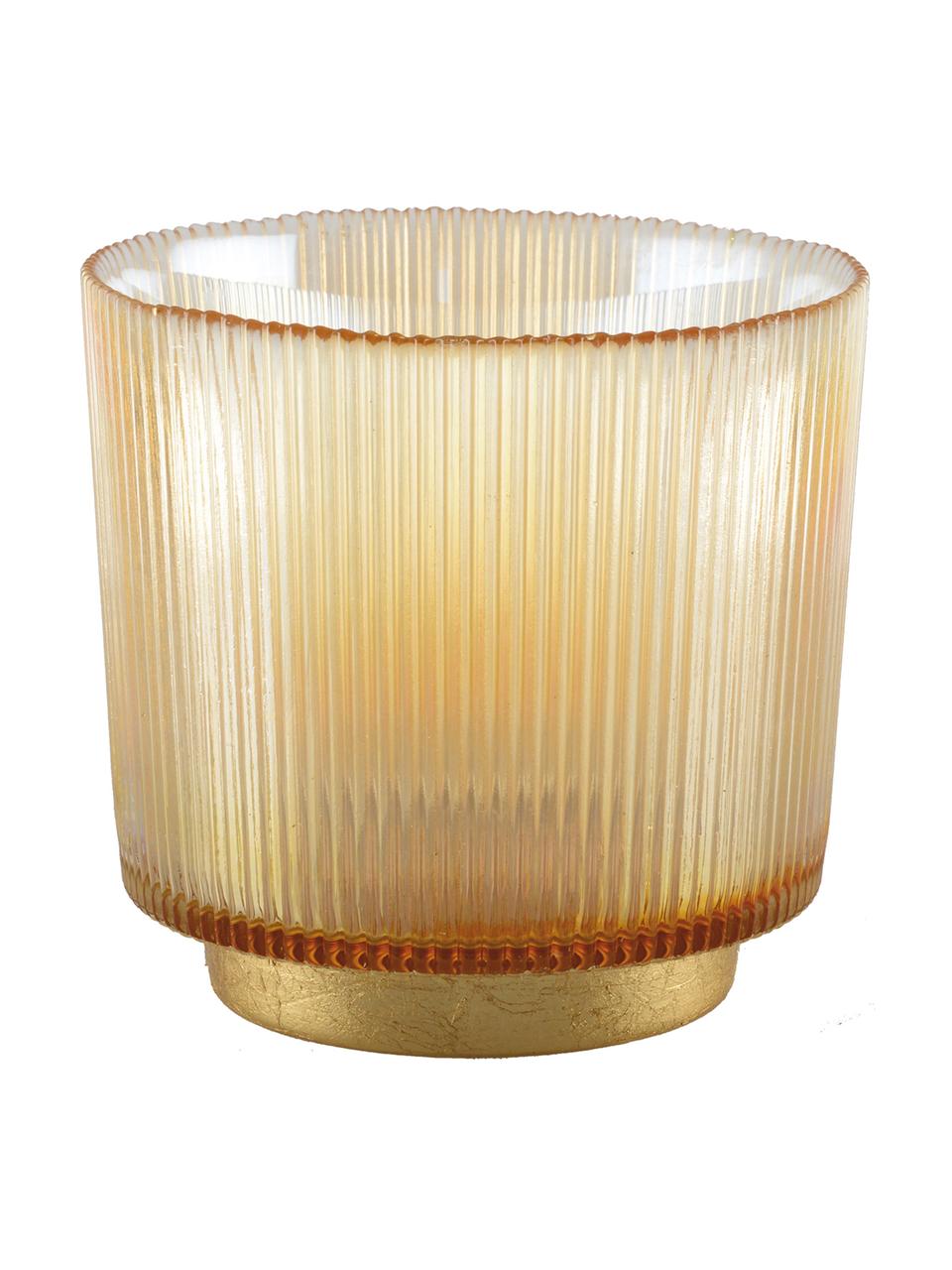 Svícen na čajovou svíčku Luster, Sklo, kov, Jantar, transparentní, zlatá, Ø 10 cm