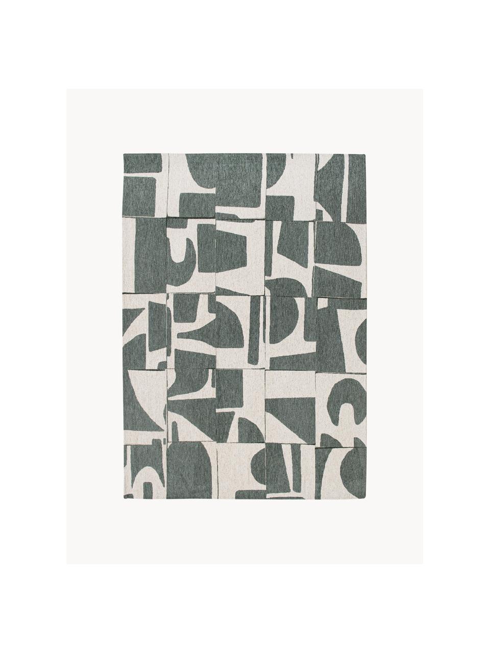 Vloerkleed Papercut met grafisch patroon, 100% polyester, Donkergroen, crèmewit, B 80 x L 150 cm (maat XS)
