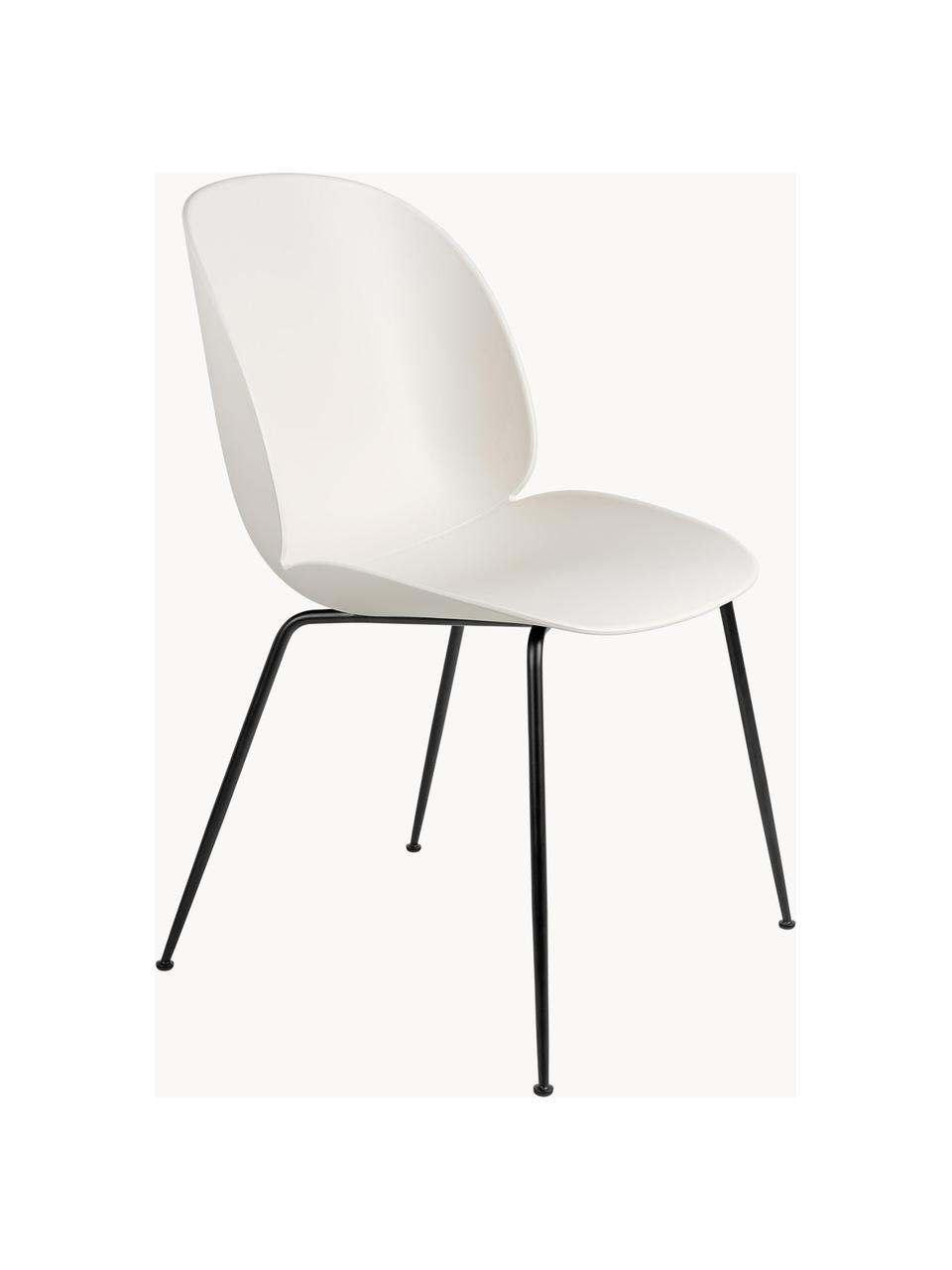 Krzesło ogrodowe z tworzywa sztucznego Beetle, Nogi: stal powlekana, Biały, czarny matowy, S 56 x G 58 cm