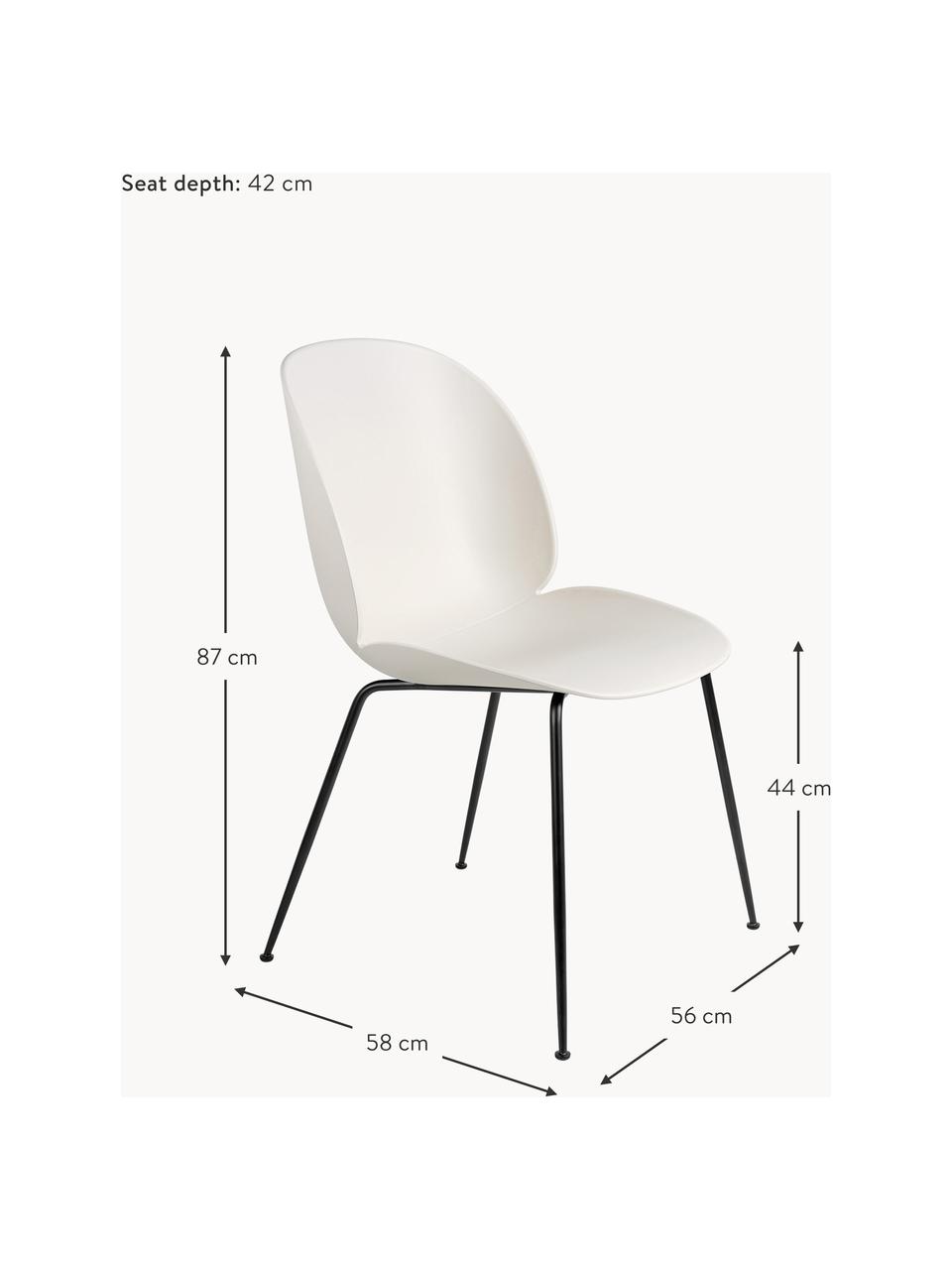 Záhradná plastová stolička Beetle, Biela, čierna matná, Š 56 x H 58 cm