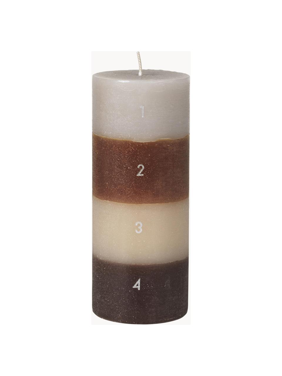 Adventskalenderkerze Helfarvet, Paraffin, Beige, Brauntöne, Ø 7 x H 17 cm