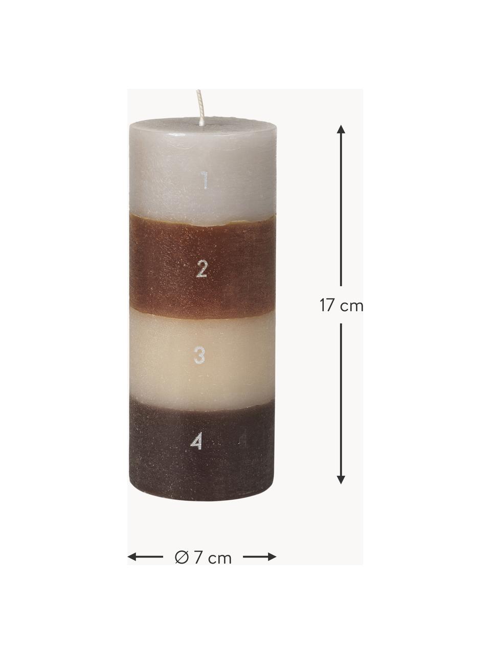 Adventná sviečka Helfarvet, Parafín, Hnedá, béžová, Ø 7 x V 17 cm