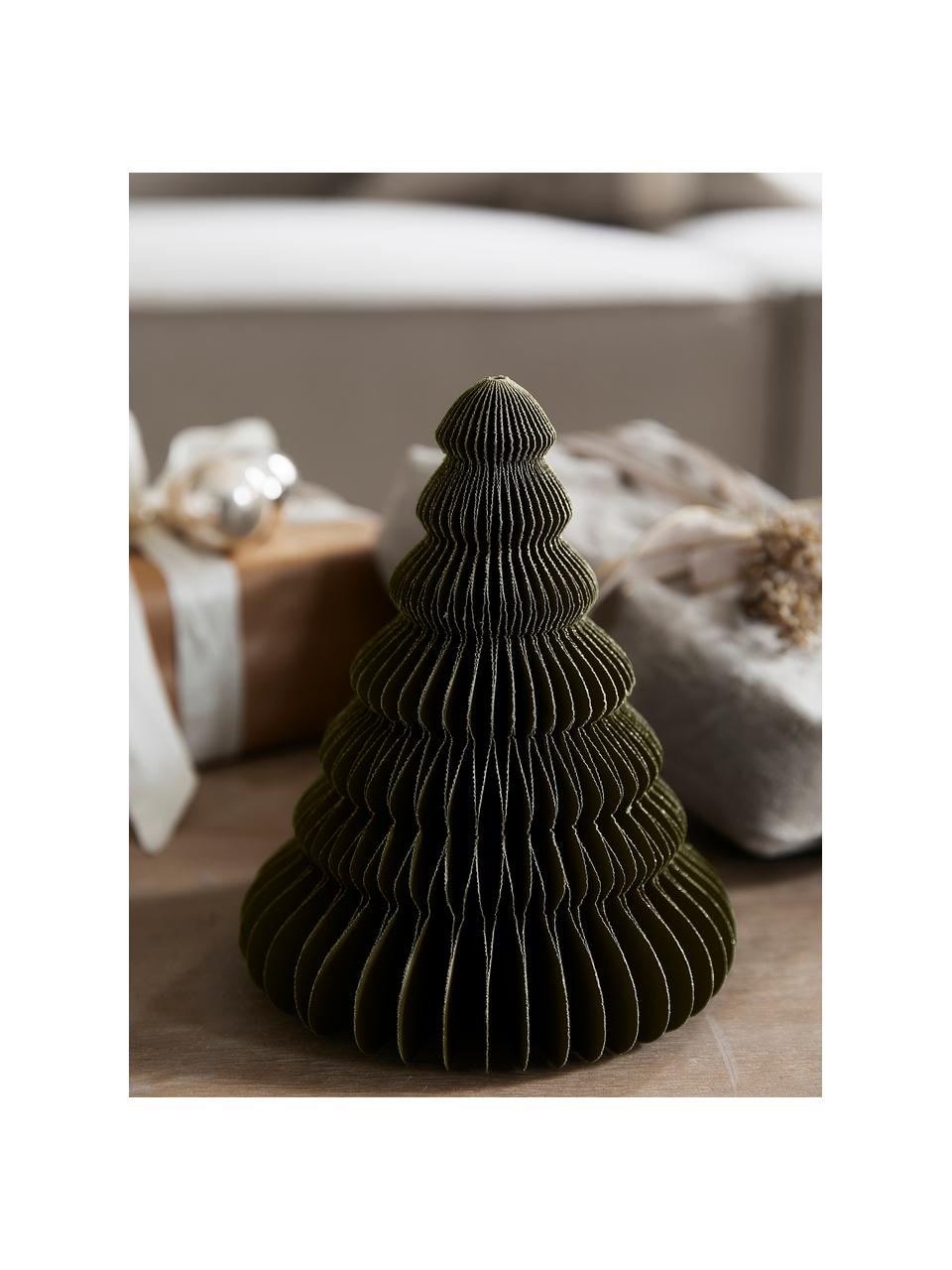 Albero decorativo di carta Pine, Carta, Verde oliva, Ø 13 x Alt. 15 cm