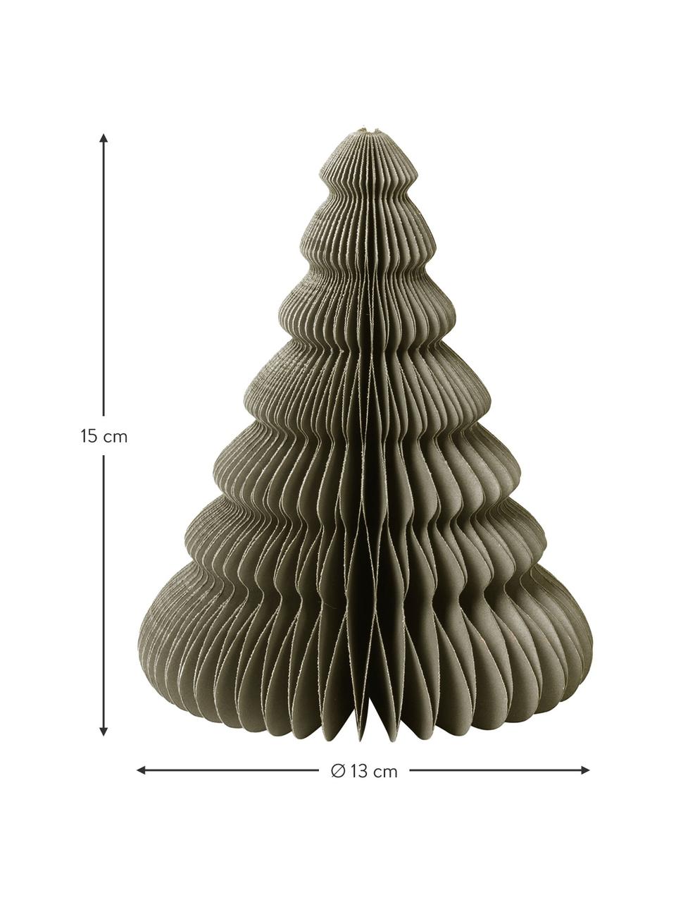 Dekorativní stromeček z papíru Pine, Papír, Olivově zelená, Ø 13 cm, V 15 cm