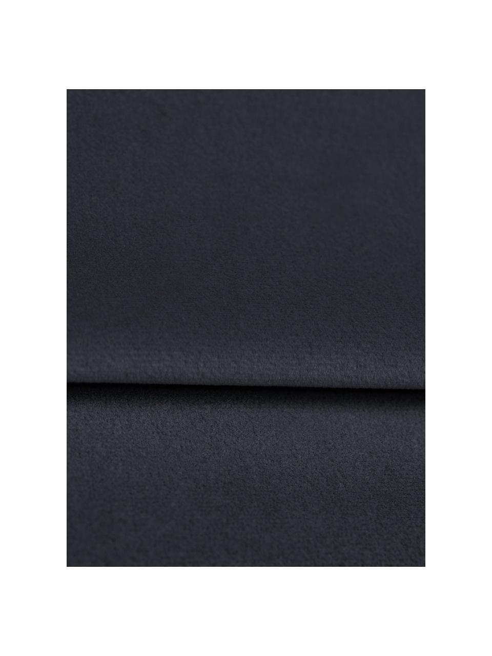 Fluwelen slaapbank Lea (3-zits) met opbergfunctie, Bekleding: polyester fluweel, Poten: gepoedercoat metaal, Fluweel donkerblauw, messingkleurig, B 215 x D 94 cm