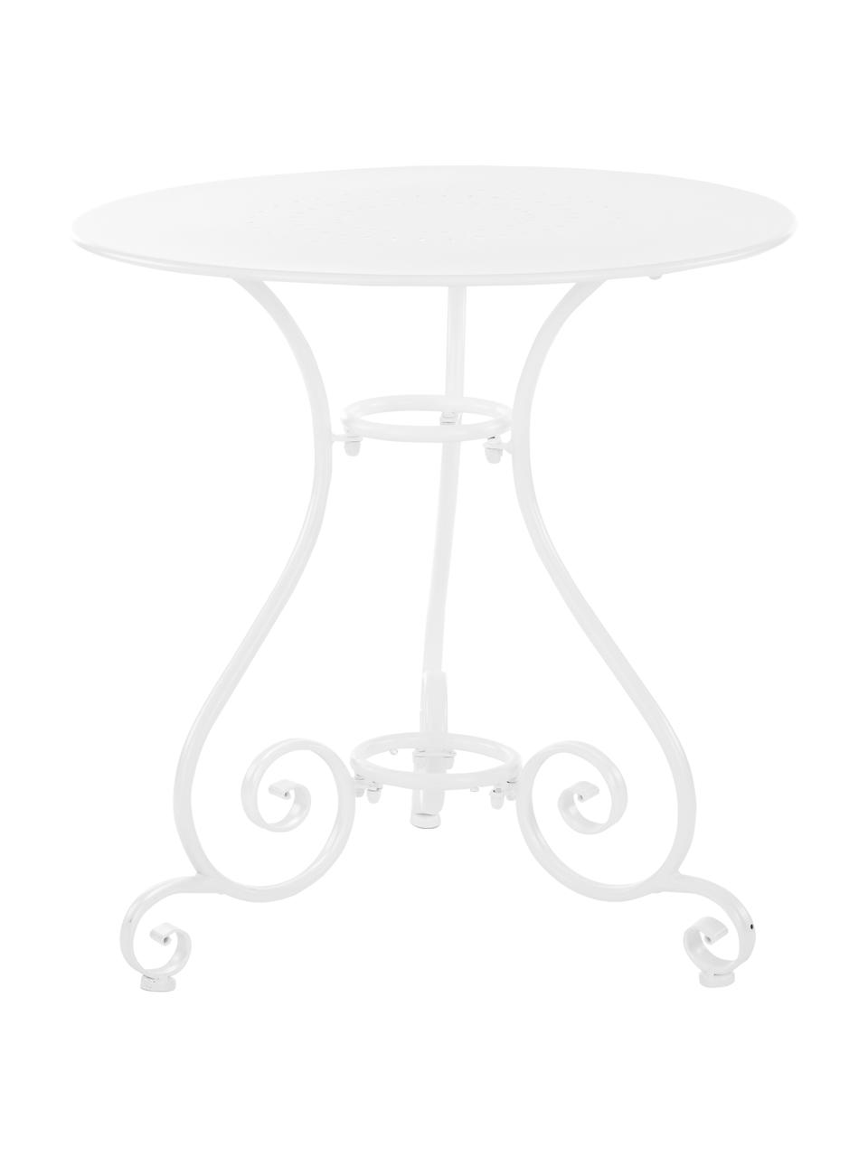 Kulatý balkonový stůl z kovu Etienne, Ø 70 cm, Ocel, práškově lakovaná proti povětrnostním vlivům, Bílá, Ø 70 cm, V 72 cm