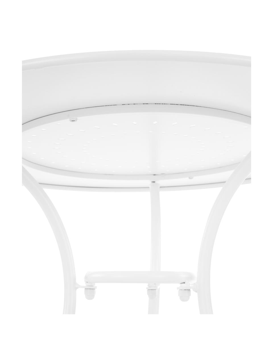 Table de balcon ronde en métal Etienne, Ø 70 cm, Acier, résistant aux intempéries, Blanc, Ø 70 x haut. 72 cm