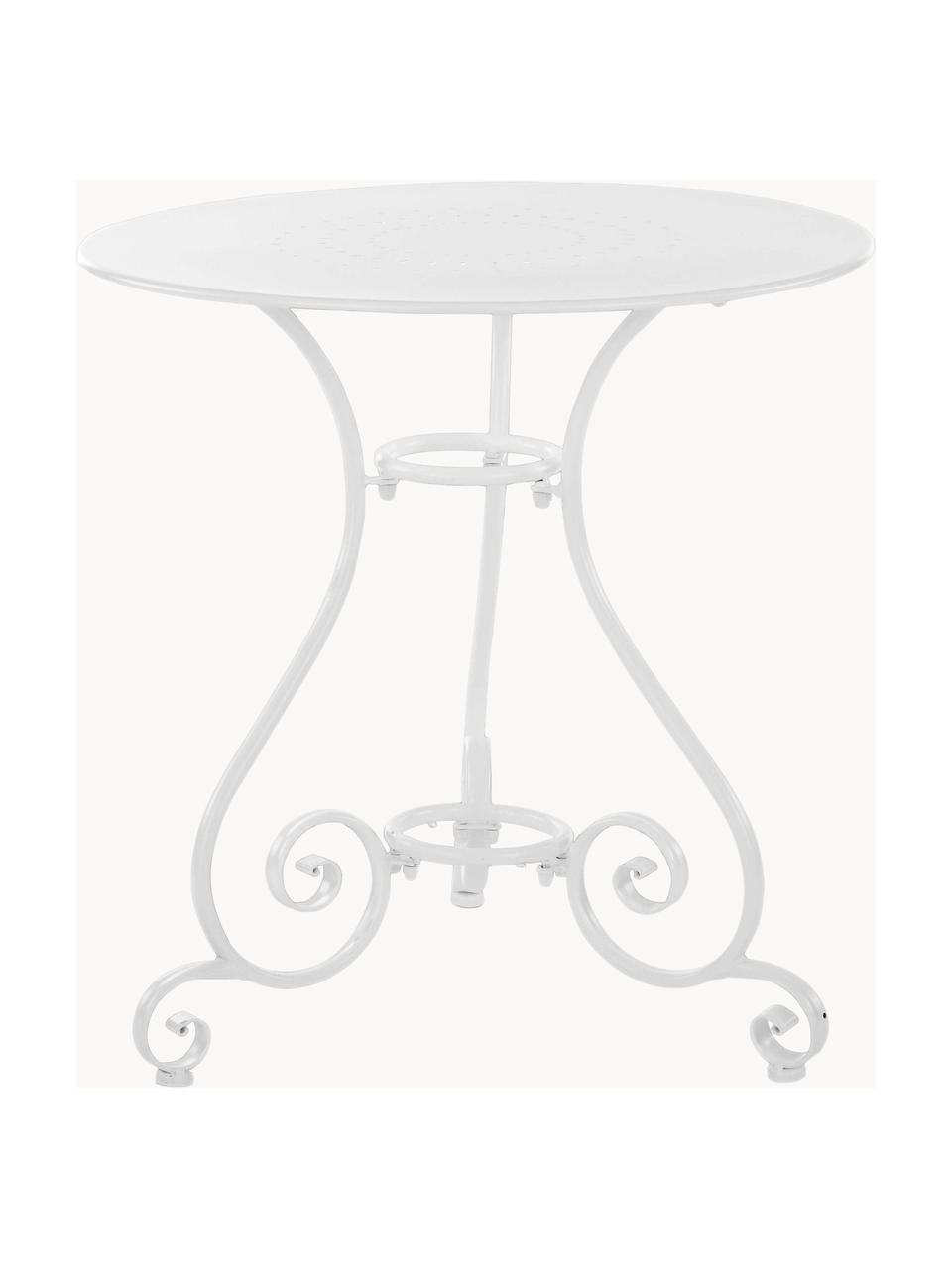 Table de balcon ronde en métal Etienne, Ø 70 cm, Acier, résistant aux intempéries, Blanc, Ø 70 x haut. 72 cm