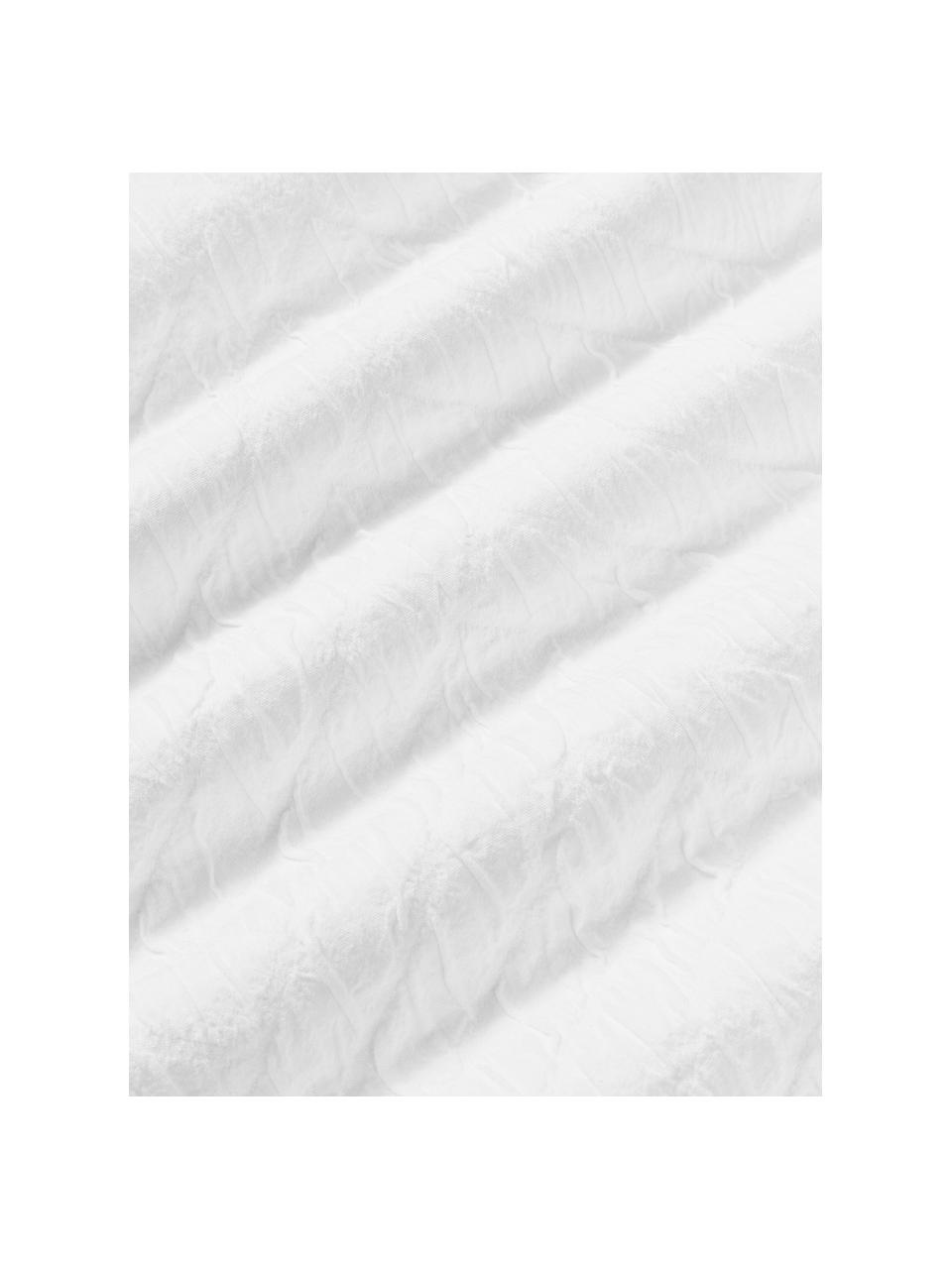 Housse de couette en coton texturé avec ourlet Jonie, Blanc, larg. 200 x long. 200 cm