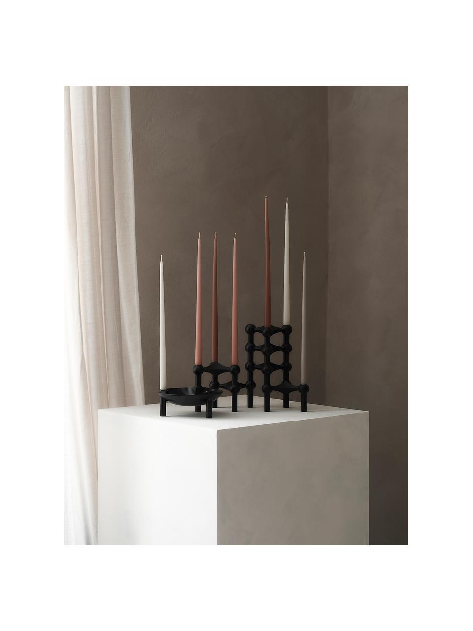 Velas cónicas Stoff Nagel, 6 uds., Parafina, Gris, Ø 1 x Al 29 cm