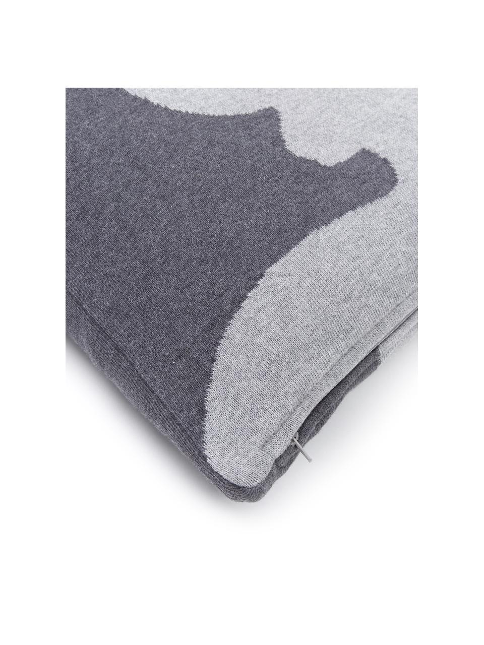 Jemně pletený povlak na polštář s motivem jelena Antler, Tmavě šedá, světle šedá