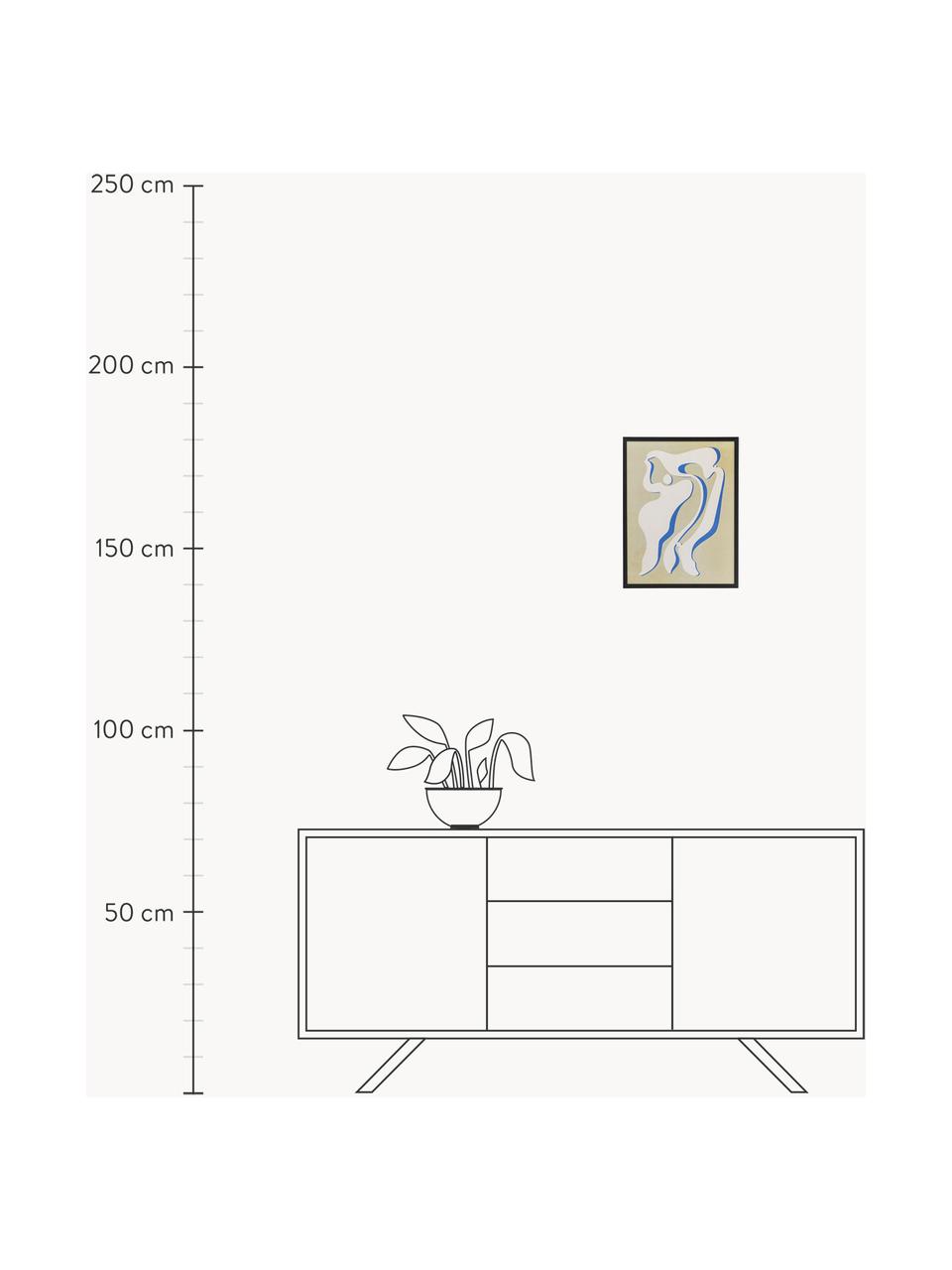 Plakát s rámem Lorenza, Odstíny béžové, modrá, Š 32 cm, V 42 cm