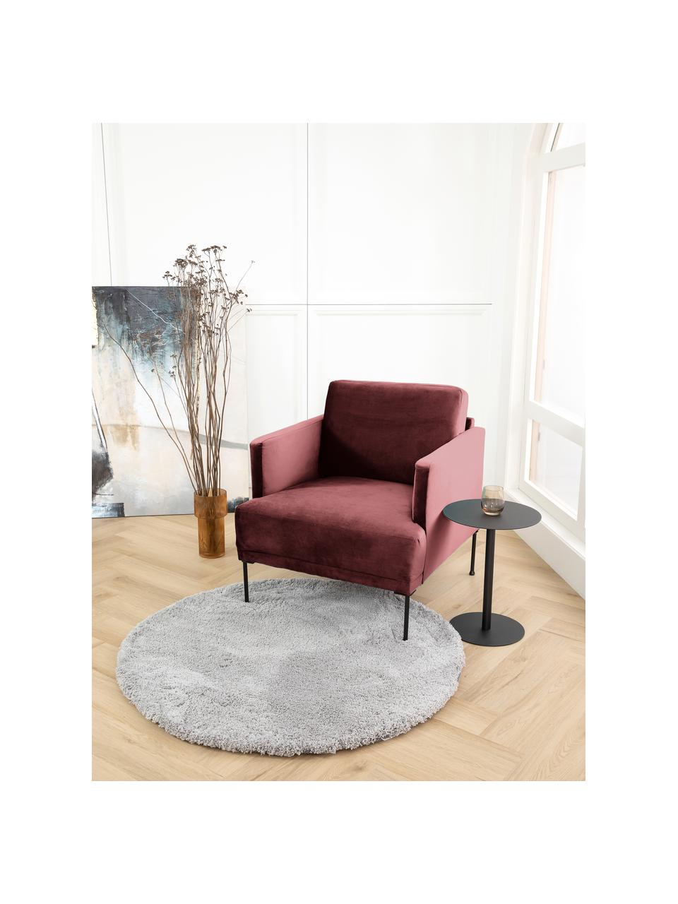 Fluwelen fauteuil Fluente in roodbruin met metalen poten, Bekleding: fluweel (hoogwaardig poly, Frame: massief grenenhout, Poten: gepoedercoat metaal, Bordeauxrood, B 74 x D 85 cm