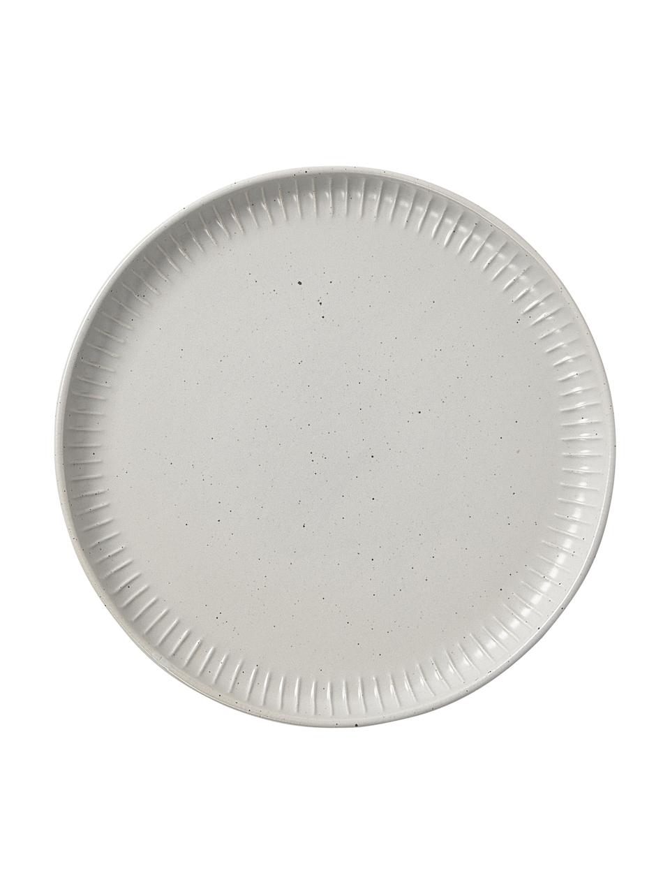 Platos postre con relieves Rhea, 4 uds., Gres, Gris claro, Ø 21 x Al 2 cm