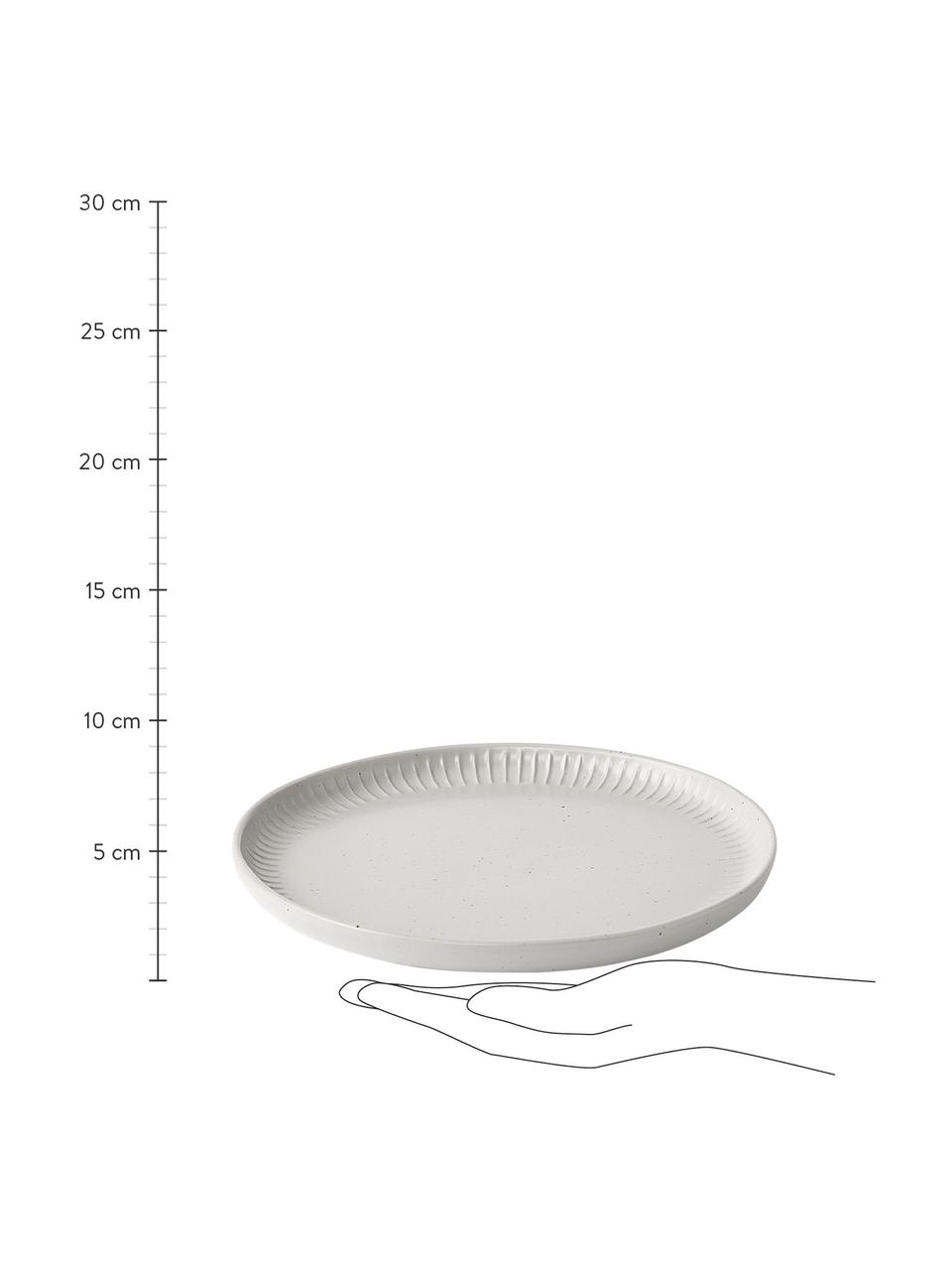 Platos postre con relieves Rhea, 4 uds., Gres, Gris claro, Ø 21 x Al 2 cm