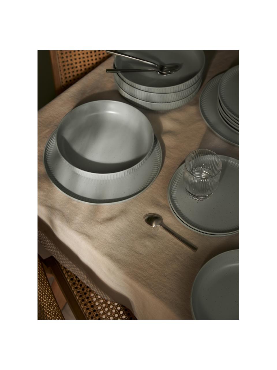 Platos postre con relieves Rhea, 4 uds., Gres, Gris claro, Ø 21 x Al 2 cm