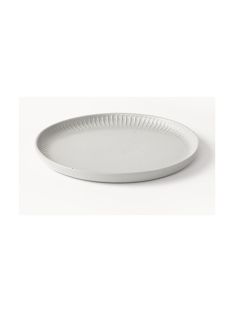 Platos postre con relieves Rhea, 4 uds., Gres, Gris claro, Ø 21 x Al 2 cm