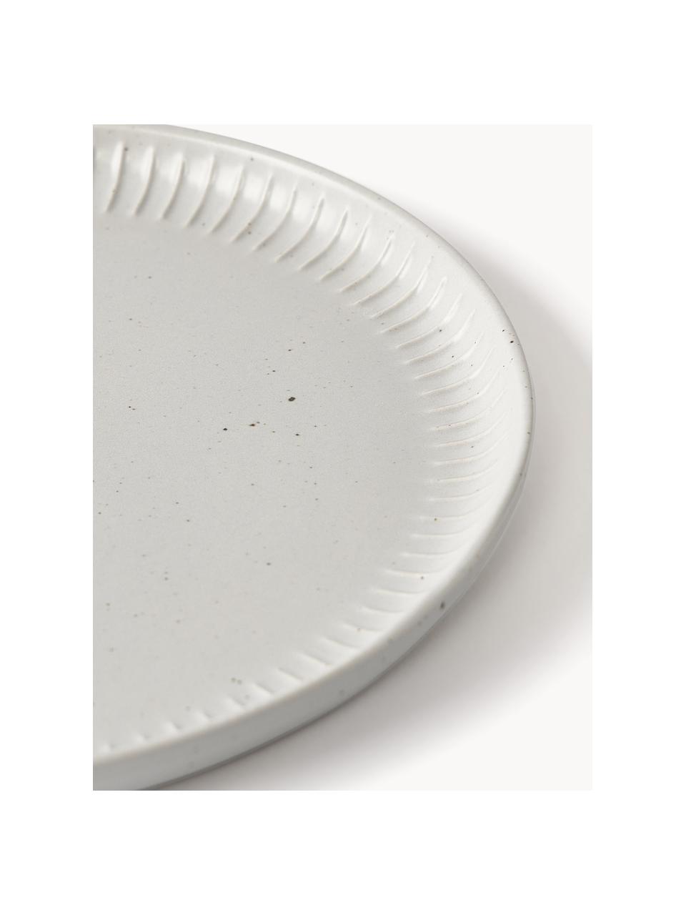 Piatto colazione maculato con rilievo Rhea 4 pz, Gres, Grigio chiaro, Ø 21 x Alt. 2 cm