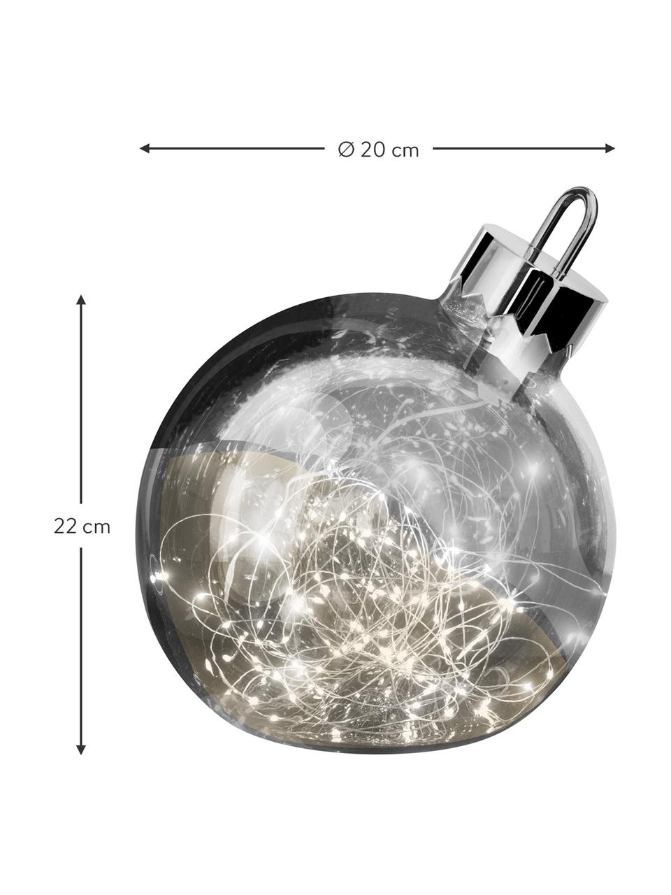 Pallina di Natale in vetro con LED a batteria Aggia, Argentato, Ø 20 x Alt. 22 cm