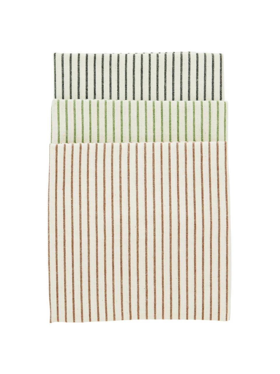 Paños de cocina de algodón Sienna, 3 uds., 100% algodón, Crudo, negro, verde, marrón, An 50 x L 70 cm