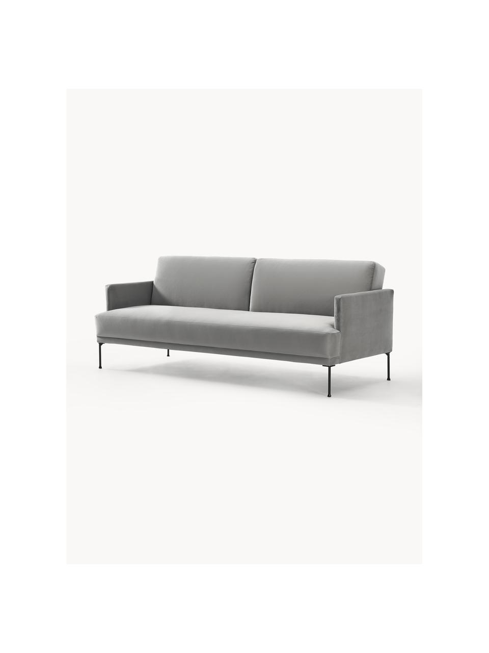 Samt-Schlafsofa Fluente (3-Sitzer), Bezug: Samt (Hochwertiger Polyes, Gestell: Massives Kiefernholz, Füße: Metall, pulverbeschichtet, Samt Grau, B 220 x T 88 cm