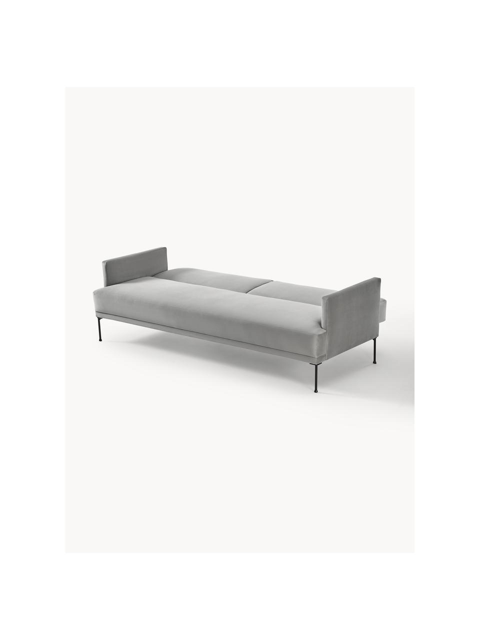 Samt-Schlafsofa Fluente (3-Sitzer), Bezug: Samt (Hochwertiger Polyes, Gestell: Massives Kiefernholz, Samt Grau, B 220 x T 88 cm