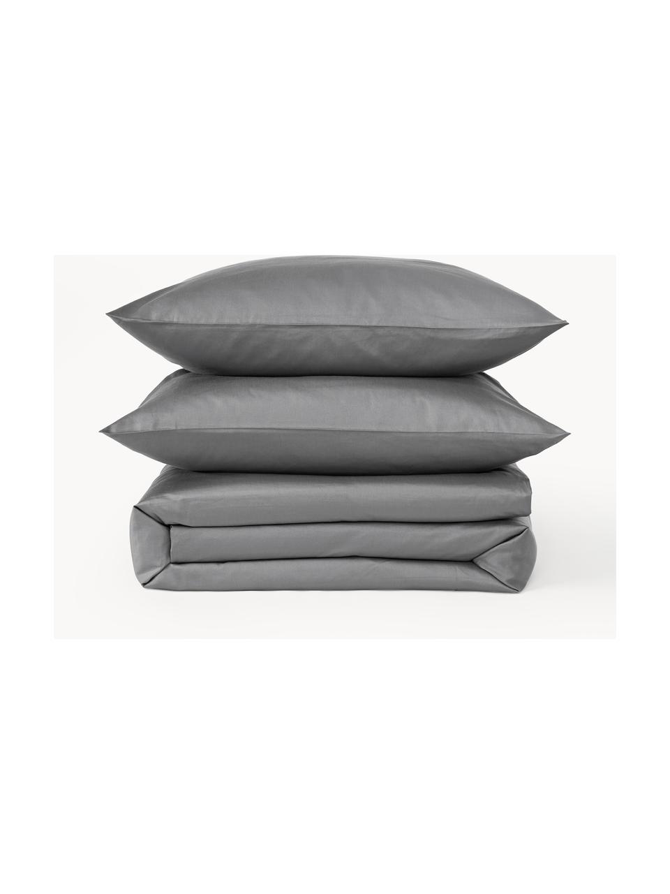 Funda nórdica de satén Comfort, Gris oscuro, Cama 90 cm (155 x 220 cm)