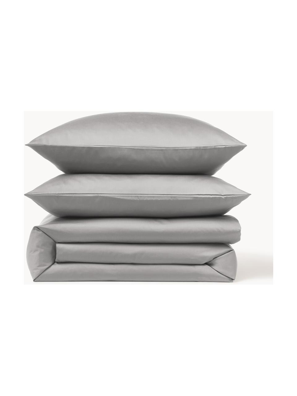 Funda nórdica de satén Comfort, Gris oscuro, Cama 90 cm (155 x 220 cm)