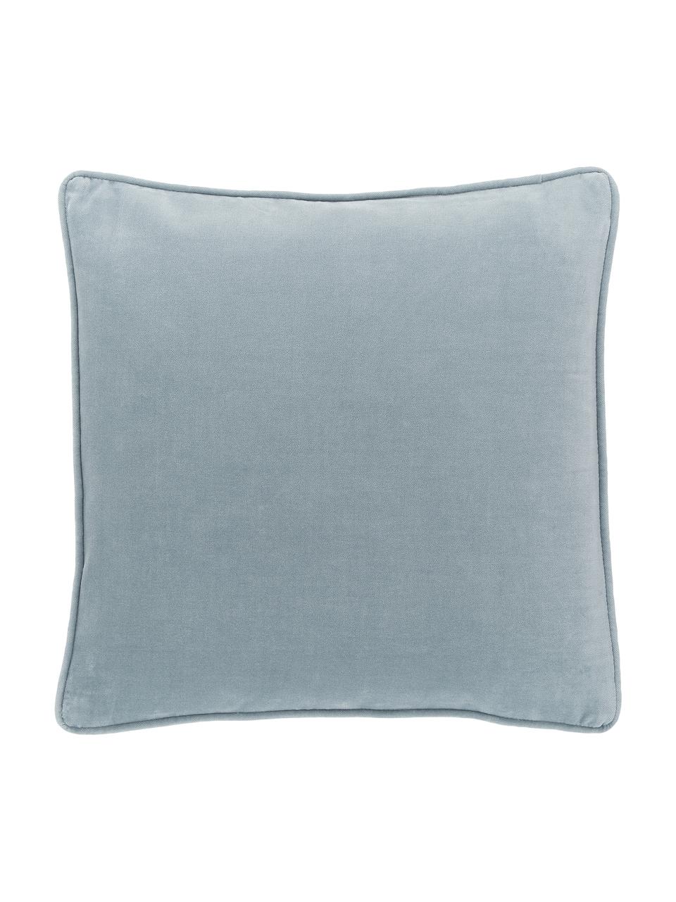 Einfarbige Samt-Kissenhülle Dana in Hellblau, 100% Baumwollsamt, Hellblau, B 50 x L 50 cm