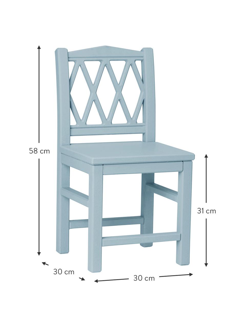 Holz-Kinderstuhl Harlequin, Birkenholz, Mitteldichte Holzfaserplatte (MDF), lackiert mit VOC-freier Farbe, Blau, B 30 x H 58 cm