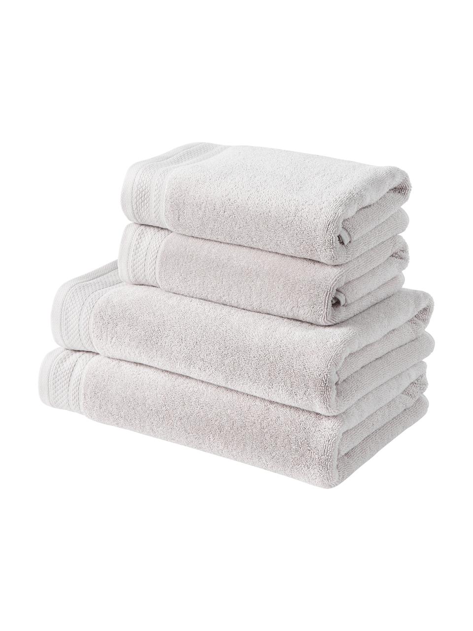 Lot de serviettes de bain en coton bio Premium, 4 élém., 100 % coton bio, certifié GOTS
Qualité supérieure 600 g/m²

Le matériau est certifié STANDARD 100 OEKO-TEX®, IS025 189577, OETI, Gris clair, Lot de différentes tailles