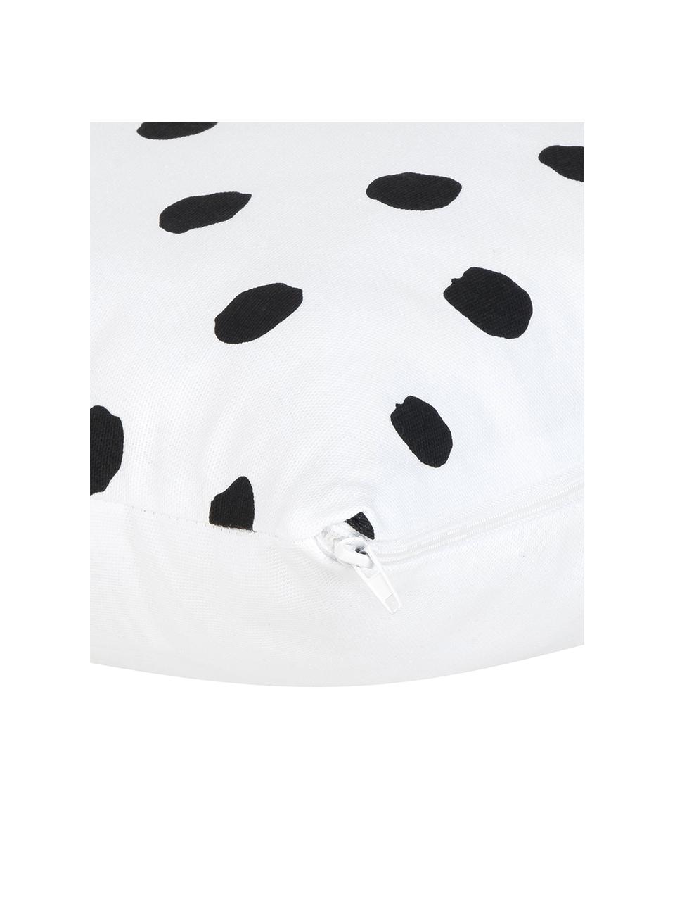 Housse de coussin imprimé pois Riley, 100 % coton, Noir, blanc, larg. 40 x long. 40 cm