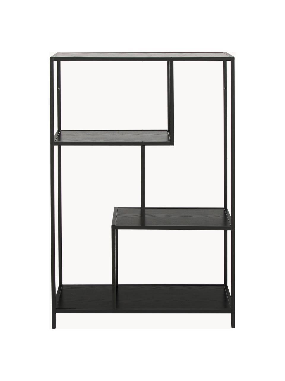 Estantería Seaford, Estantes: tablero de fibras de dens, Estructura: metal con pintura en polv, Negro, An 77 x Al 114 cm