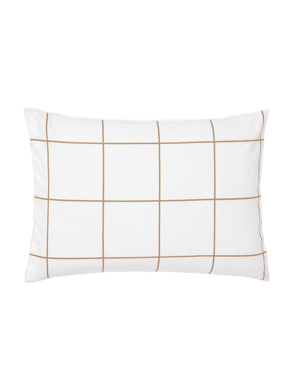 Funda de almohada doble cara de franela invernal Vince, Beige, blanco, An 45 x L 110 cm