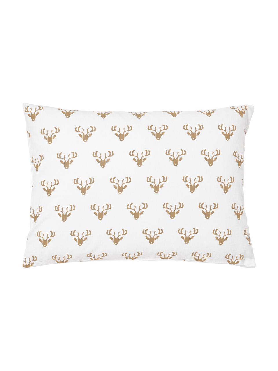 Funda de almohada doble cara de franela invernal Vince, Beige, blanco, An 45 x L 110 cm