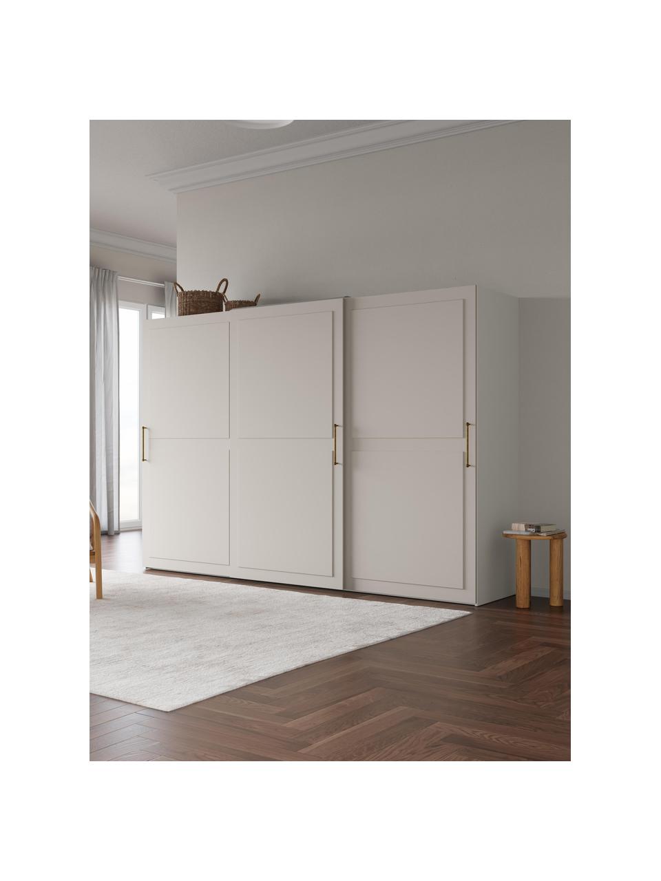 Modularer Schwebetürenschrank Charlotte, 300 cm Breite, mehrere Varianten, Korpus: Spanplatte, melaminbeschi, Beige, Basic Interior, B 300 x H 200 cm