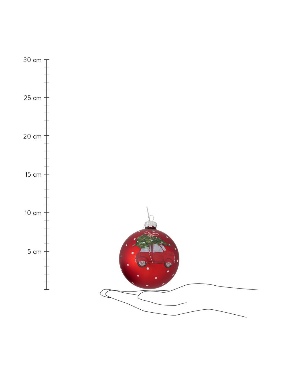 Kerstballenset Töffy, 2-delig, Rood, wit, groen, grijs, Ø 8 cm