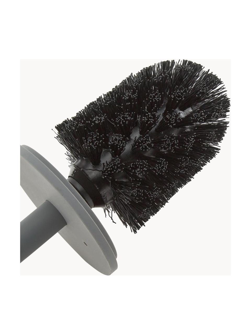 Brosse pour WC avec récipient en porcelaine Brush, Gris foncé, mat, Ø 10 x haut. 37 cm