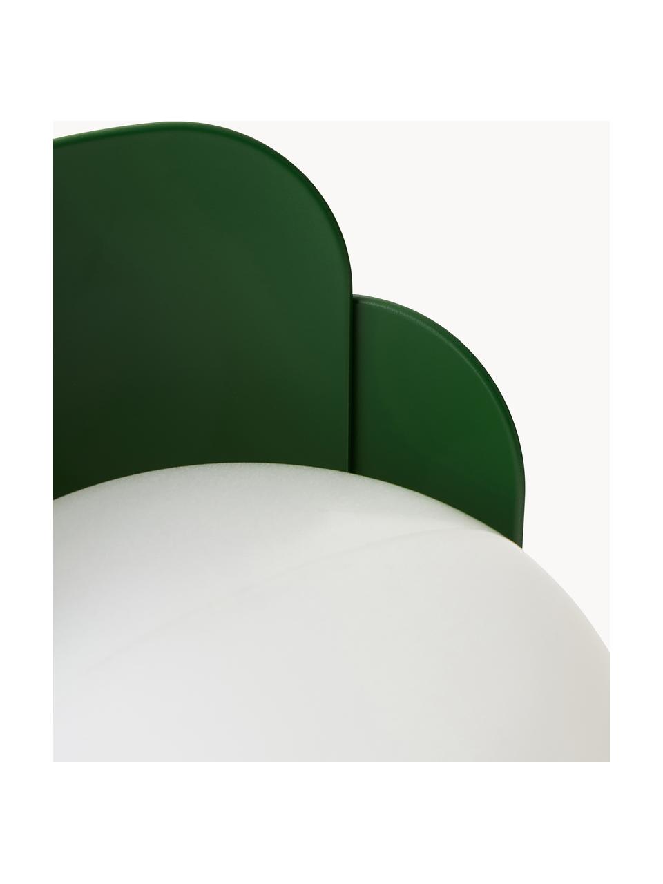 Kleine tafellamp Blom, handgemaakt, Lampenkap: kunststof, Wit, donkergroen, Ø 15 x H 24 cm