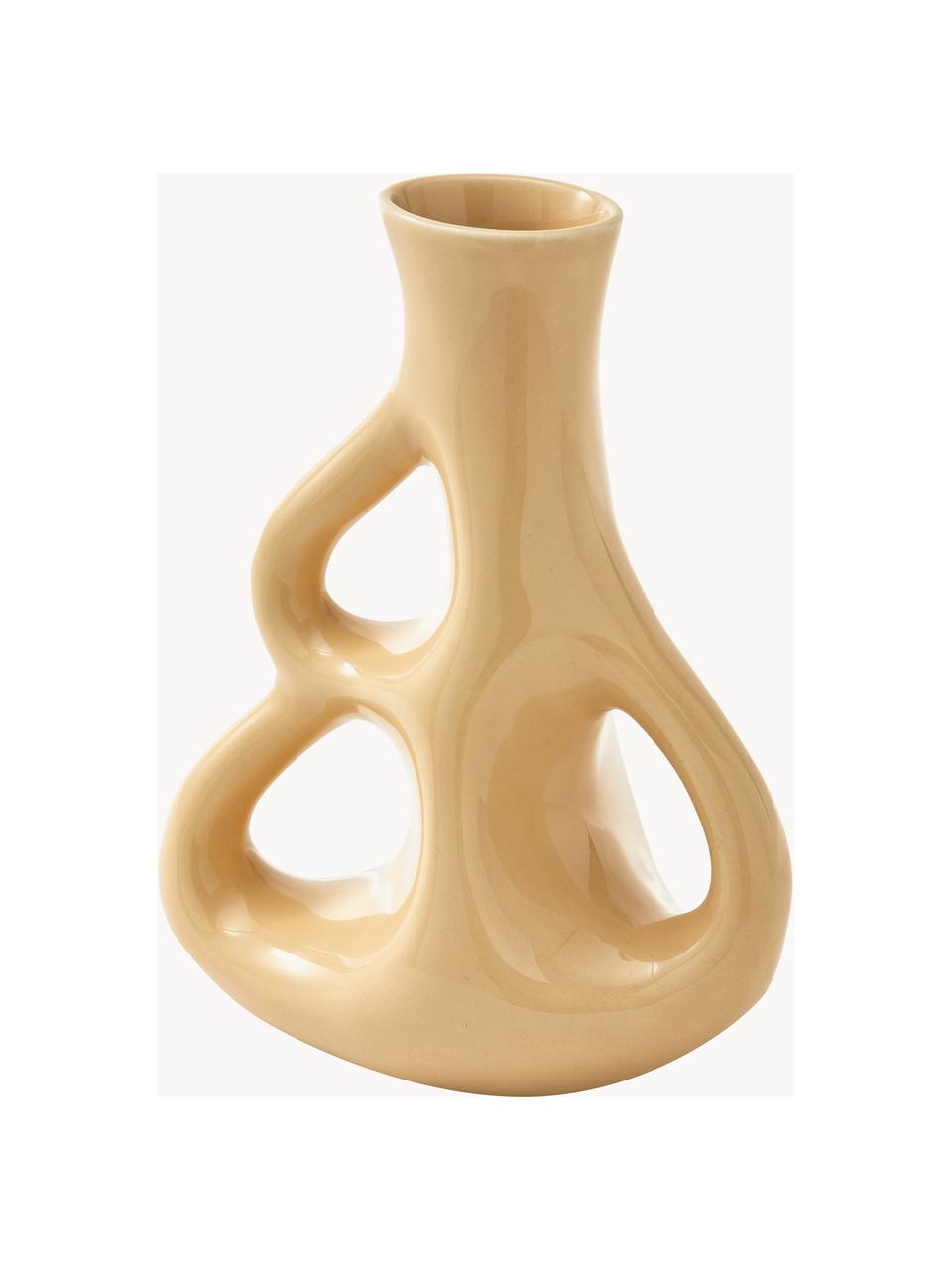 Vaso in ceramica fatto a mano Three Ears, alt. 21 cm, Ceramica, Beige, Larg. 17 x Alt. 21 cm