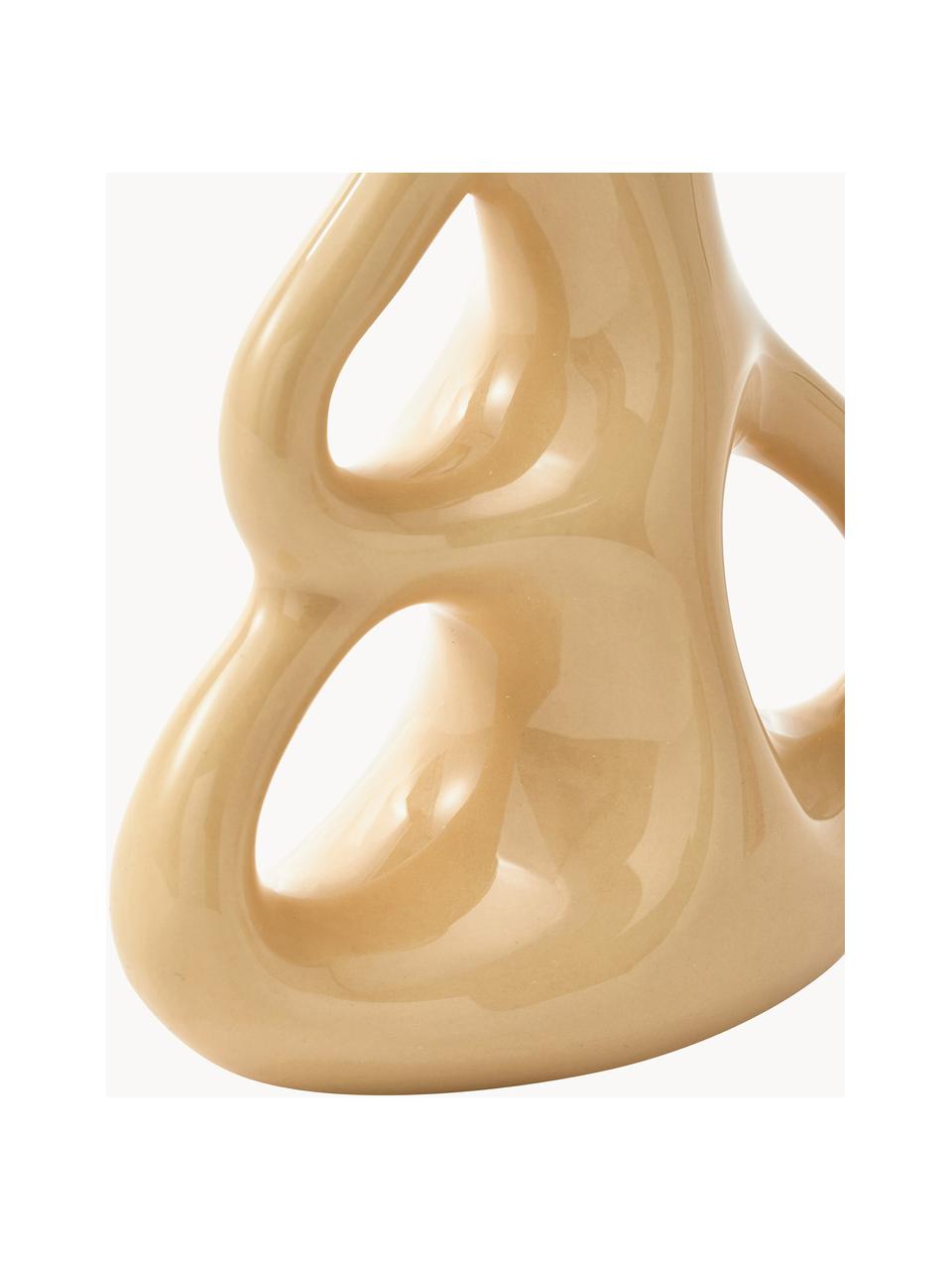 Ručně vyrobená keramická váza Three Ears, V 21 cm, Glazovaná keramika, Béžová, Š 17 cm, V 21 cm