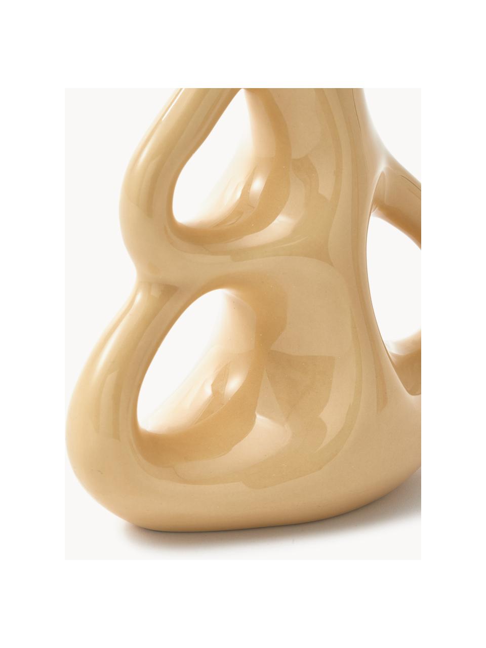 Handgefertigte Keramik-Vase Three Ears, H 21 cm, Keramik, Beige, B 17 x H 21 cm