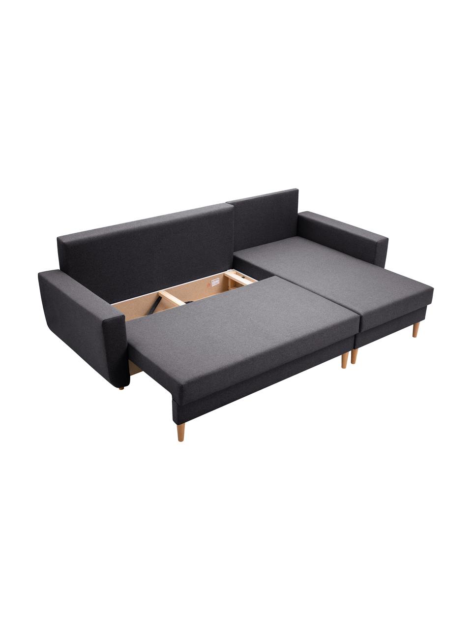Sofa narożna z funkcją spania i miejscem do przechowywania Neo (4-osobowa), Tapicerka: 100% poliester, Antracytowy, S 230 x G 140 cm