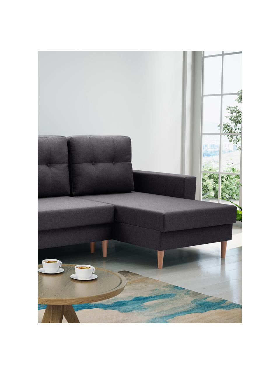 Sofa narożna z funkcją spania i miejscem do przechowywania Neo (4-osobowa), Tapicerka: 100% poliester, Antracytowy, S 230 x G 140 cm