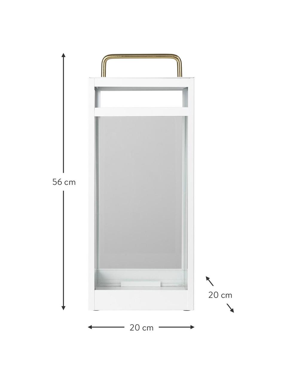 Lanterna Pure Nordic, Struttura: metallo rivestito, Manico: metallo, Bianco, Larg. 20 x Alt. 56 cm