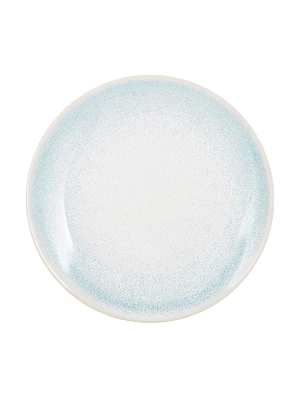 Ručně vyrobený mělký talíř s ručně provedenou glazurou Amalia, 2 ks, Keramika, Světle modrá, krémově bílá, Ø 25 cm