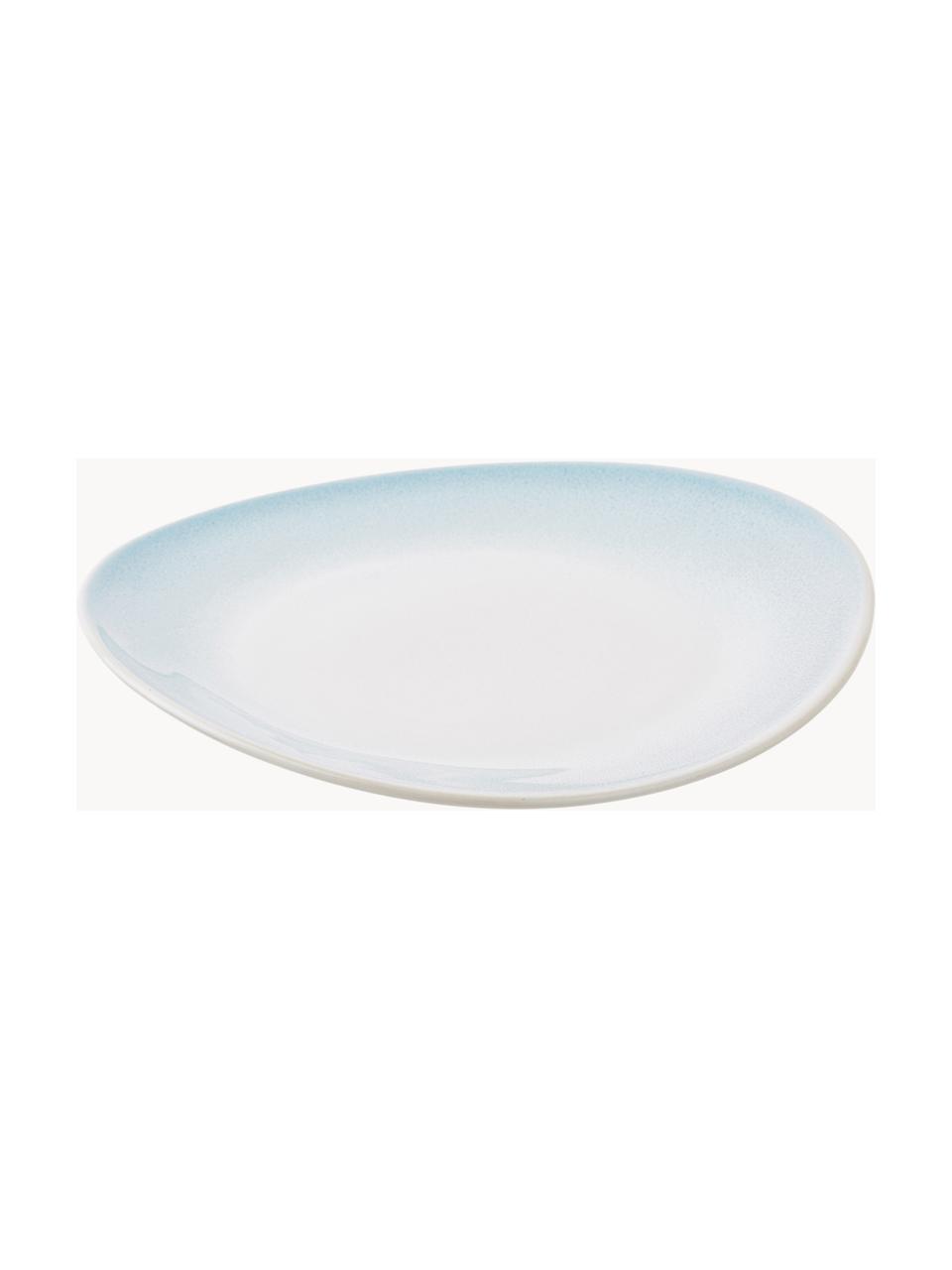 Ručne vyrobený plytký tanier s efektnou glazúrou Amalia, 2 ks, Porcelán, Svetlomodrá, krémovobiela, Ø 25 cm